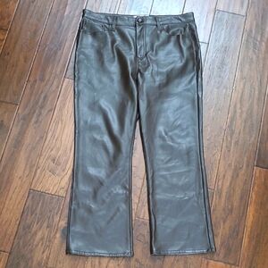 Dear John Dark Brown Faux Leather JEANNE Flare Pants size 31
